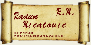 Radun Mićalović vizit kartica